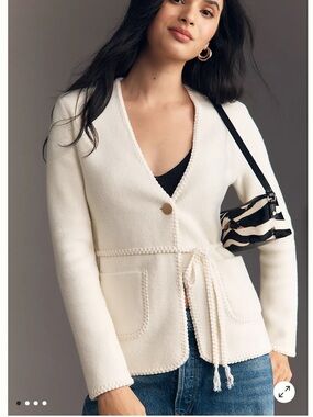 NVLT Ivory Tie-Waist V-Neck Cardigan, XXS, NWT